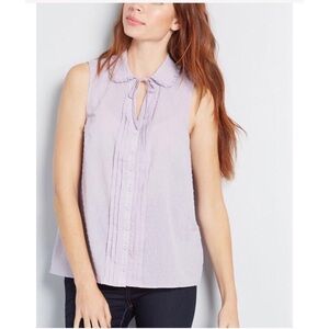 Modcloth Light Purple Sleeveless Blouse XXS Swiss Dot